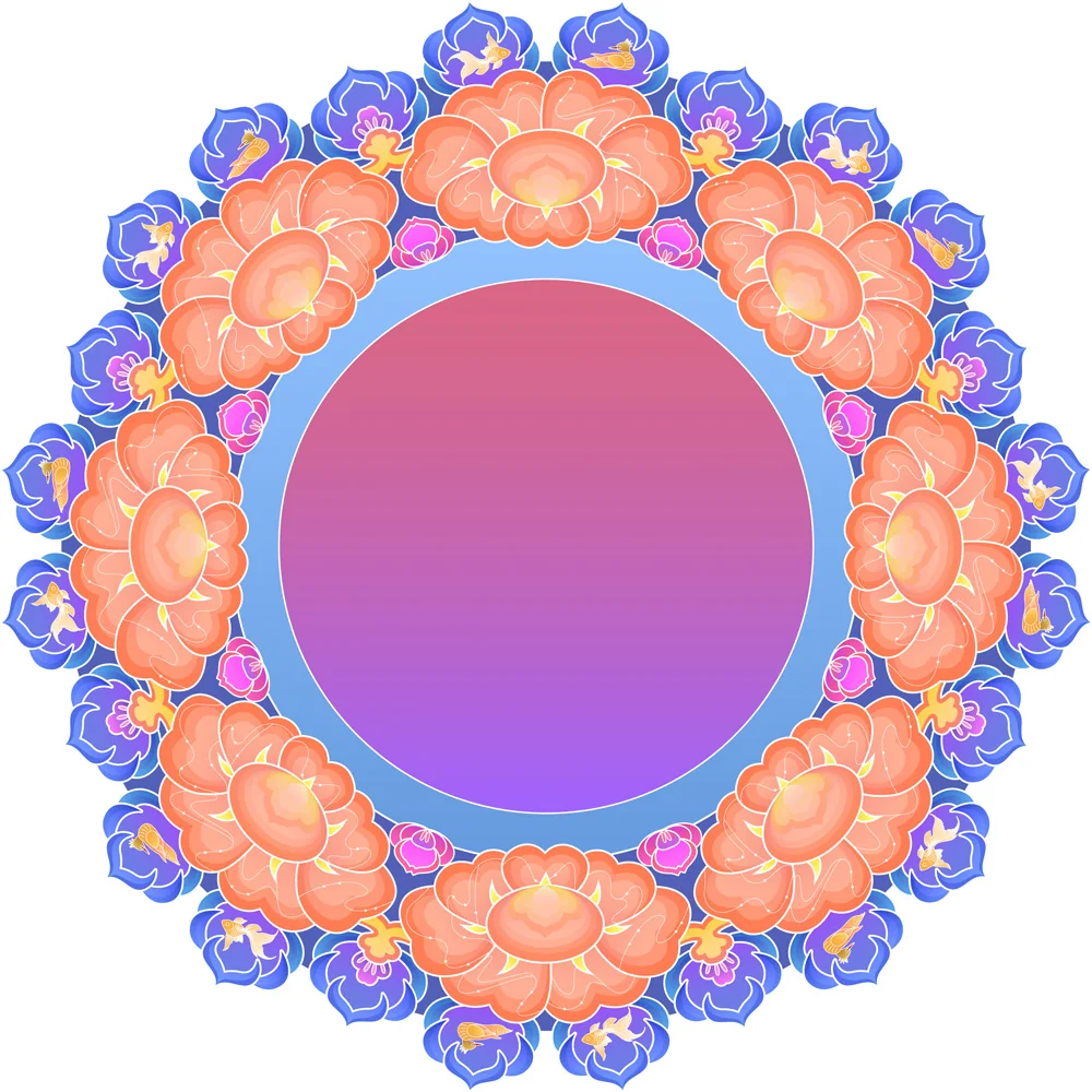 Close-up detail of Rongcheng Floral Wreath Pattern