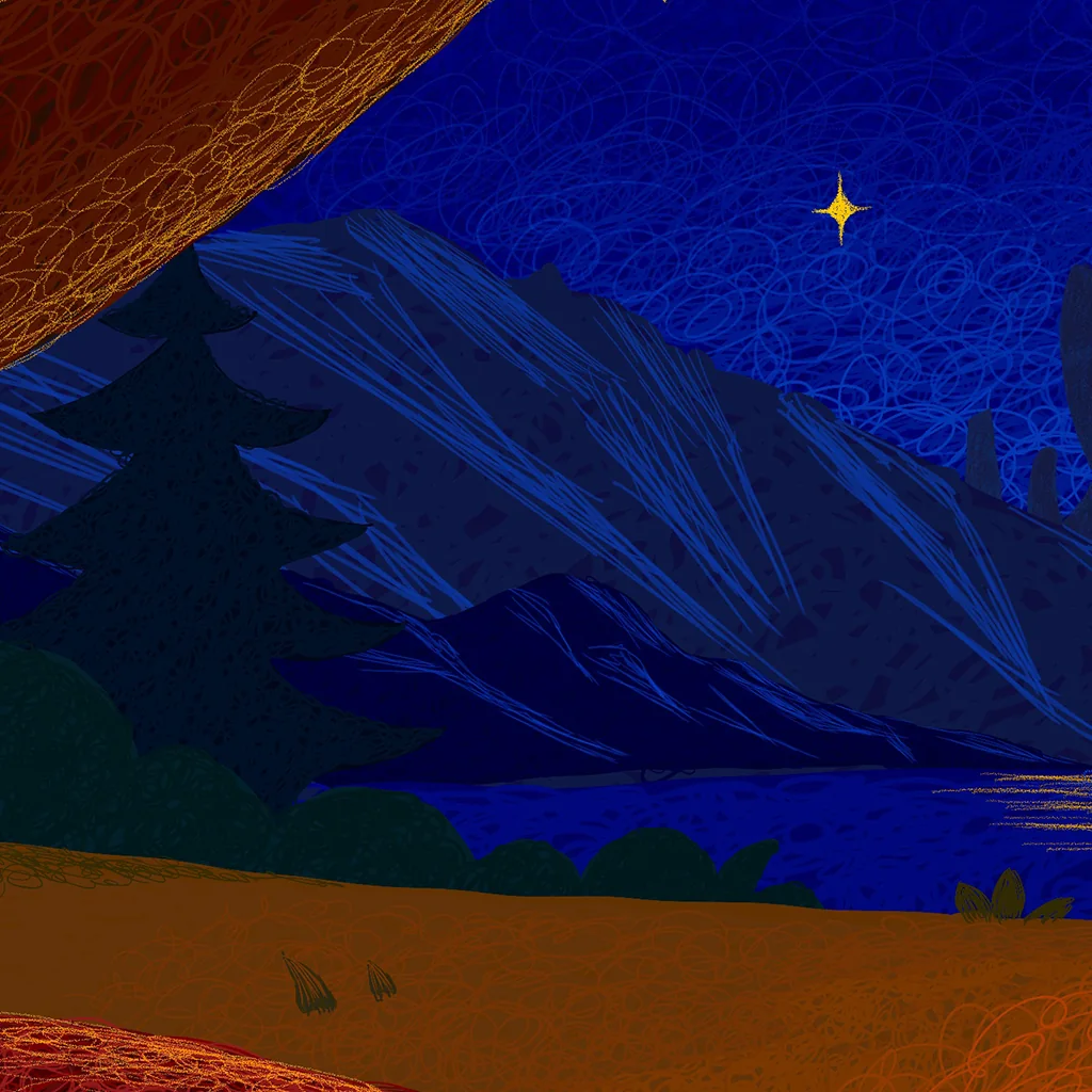 Detail view of Cozy Tent Campfire Night
