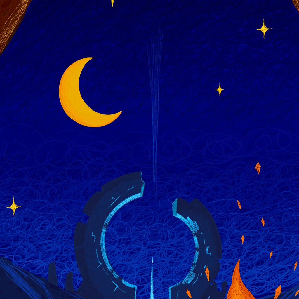 Detail view of Cozy Tent Campfire Night
